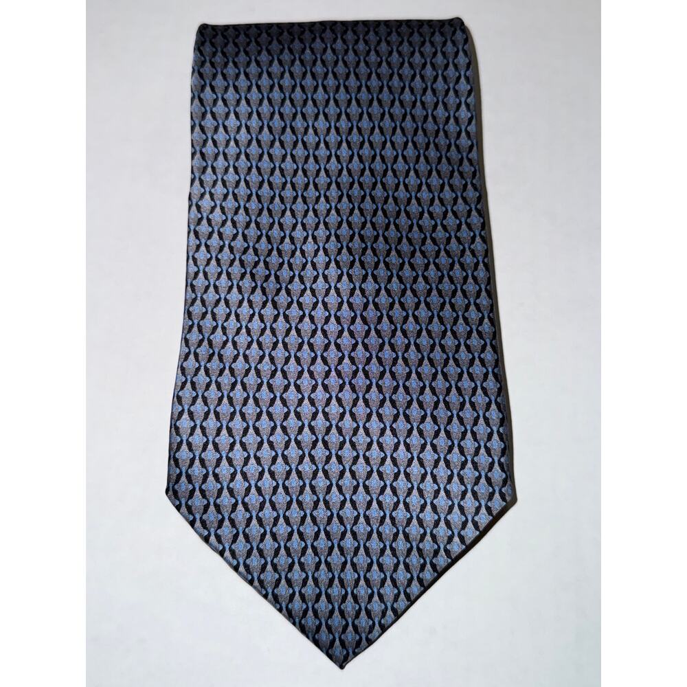 Bruno Rossi Light & Deep Blue Classic‎ Pattern Necktie, 100% Silk